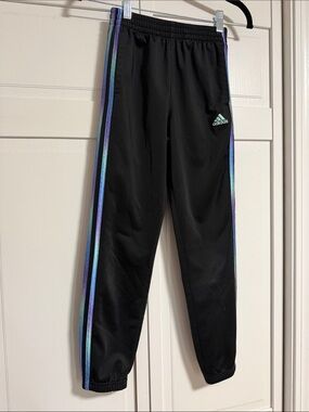 adidas Black Joggers with Iridescent Side Stripes